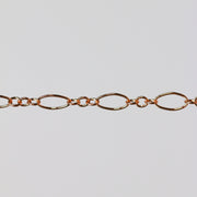 Rose gold permanent jewelry chain on a light gray background