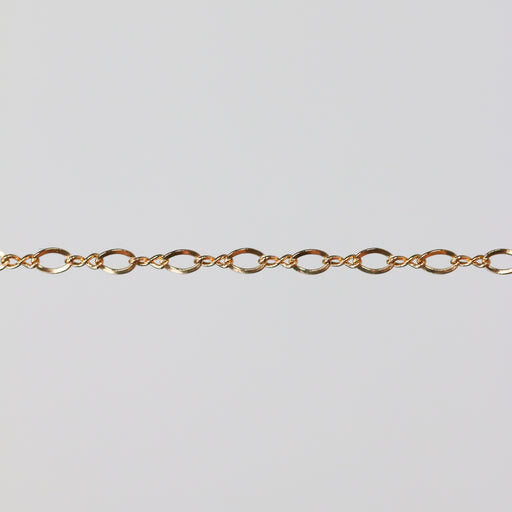 Shiny yellow gold filled chain on a light gray background