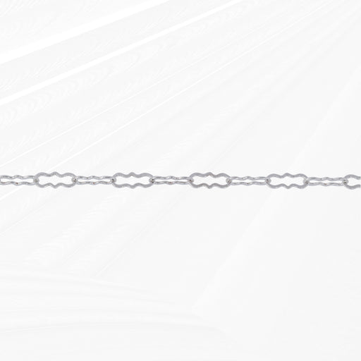 Silver paperclip chain on a white background