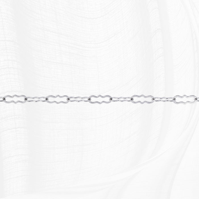 14K white gold chain on a white background