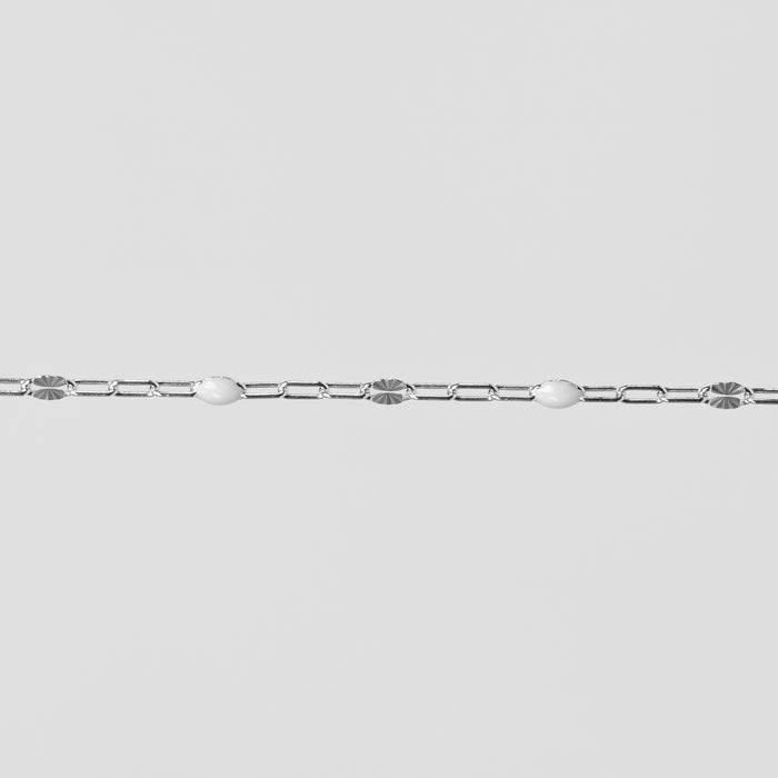 Harper Permanent Jewelry Chain, Alternating Paperclip and Starburst Links with Enamel Beads, Available in Sterling Silver