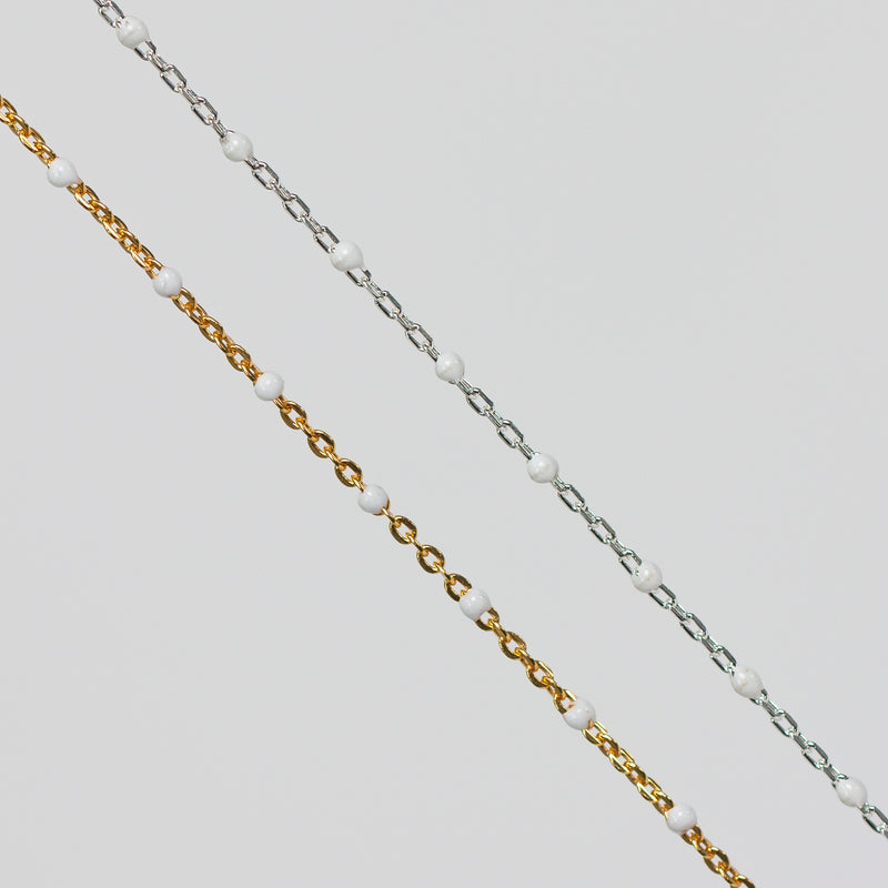 Hazel Permanent Jewelry Chain, DC Cable with Enamel Beads, Available in Silver and Gold Options