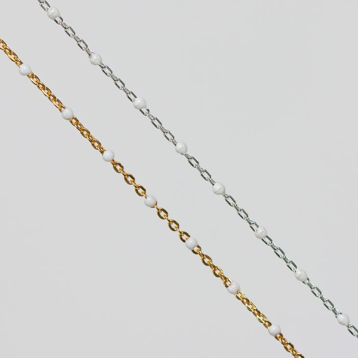 Hazel Permanent Jewelry Chain, DC Cable with Enamel Beads, Available in Sterling Silver and Yellow Gold-Filled