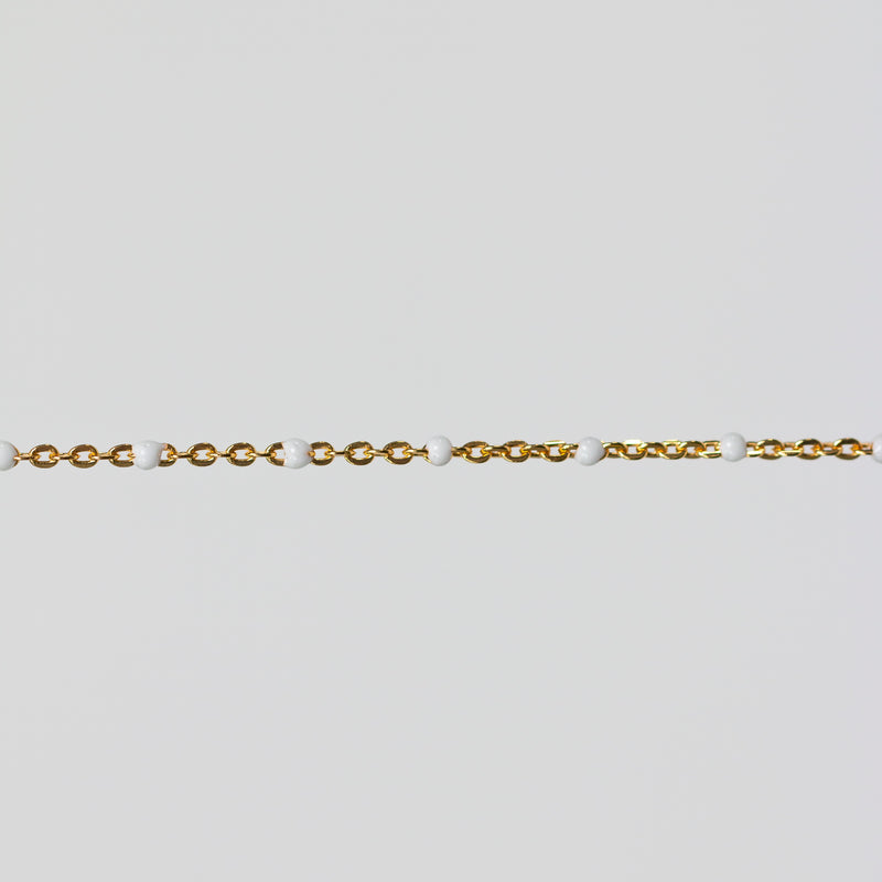 Hazel Permanent Jewelry Chain, DC Cable with Enamel Beads, Available in Silver and Gold Options