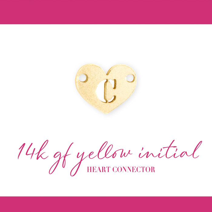 Initial Heart Connectors | 7.8mm | 14K Gold Filled Yellow