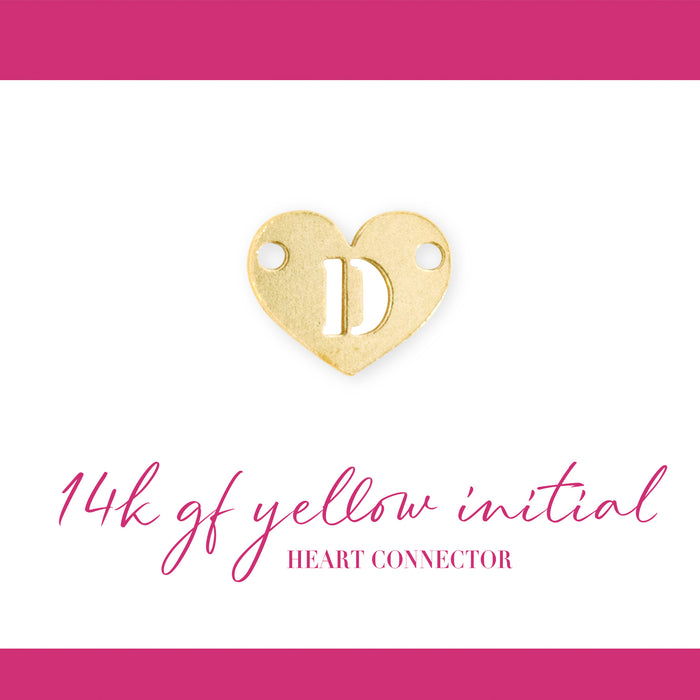 Initial Heart Connectors | 7.8mm | 14K Gold Filled Yellow