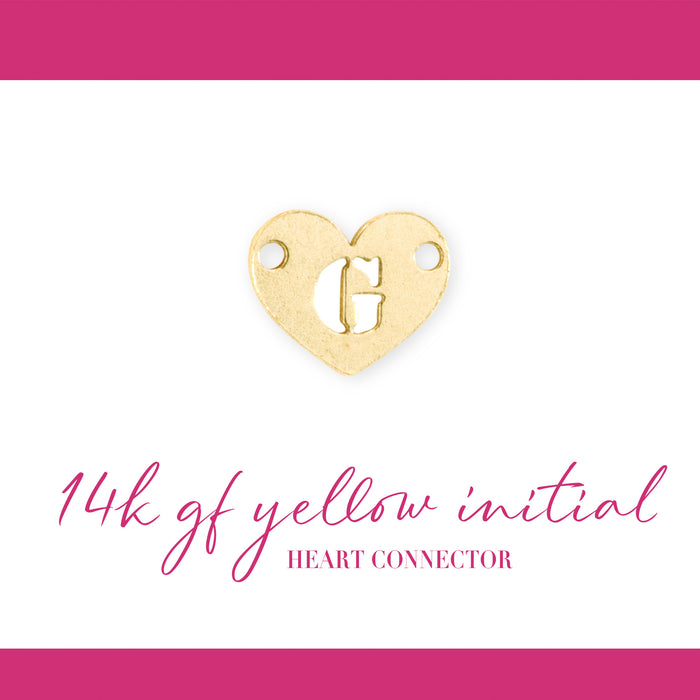 Initial Heart Connectors | 7.8mm | 14K Gold Filled Yellow