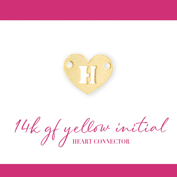 Initial Heart Connectors | 7.8mm | 14K Gold Filled Yellow