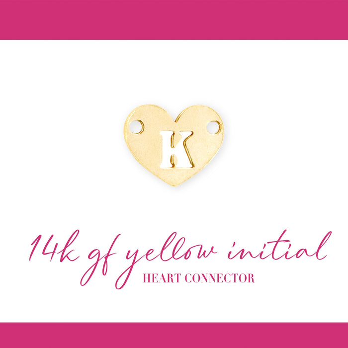 Initial Heart Connectors | 7.8mm | 14K Gold Filled Yellow