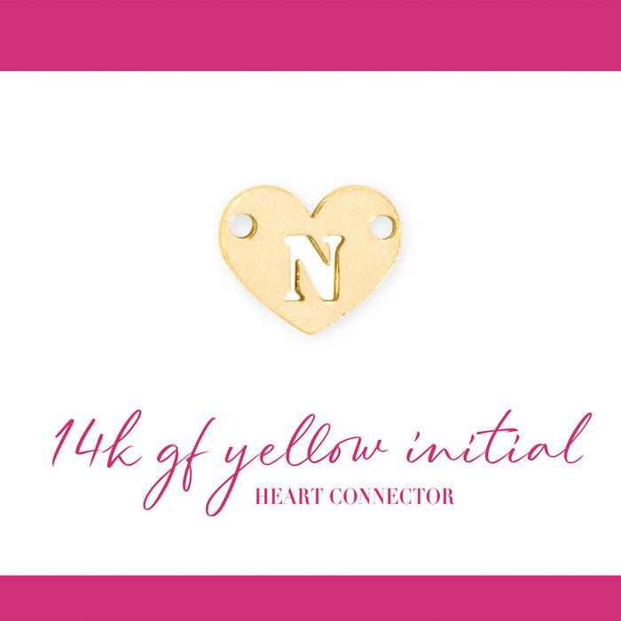 Initial Heart Connectors | 7.8mm | 14K Gold Filled Yellow