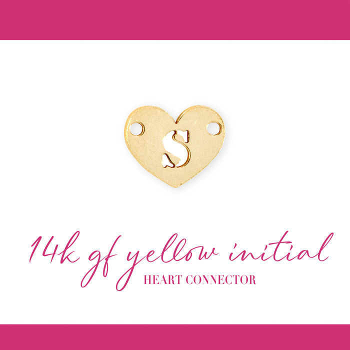 Initial Heart Connectors | 7.8mm | 14K Gold Filled Yellow