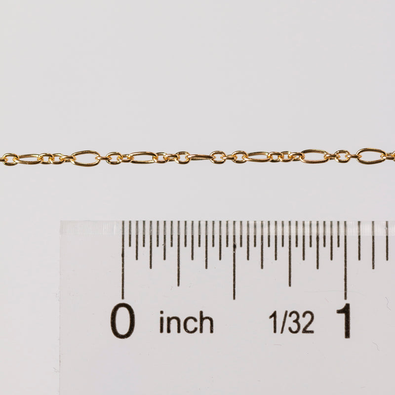 Iris Permanent Jewelry Chain, Figaro Design, Round and Oval Links, Available in Gold Filled and Silver