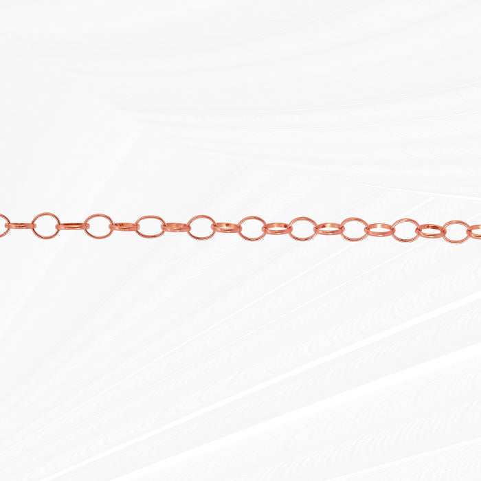 Rose gold chain on a white background
