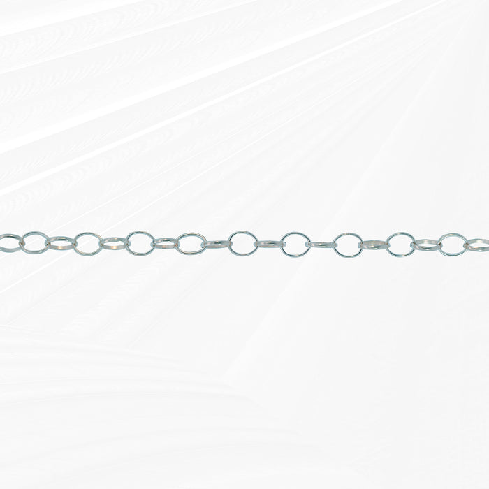 Silver permanent jewelry chain on a white background