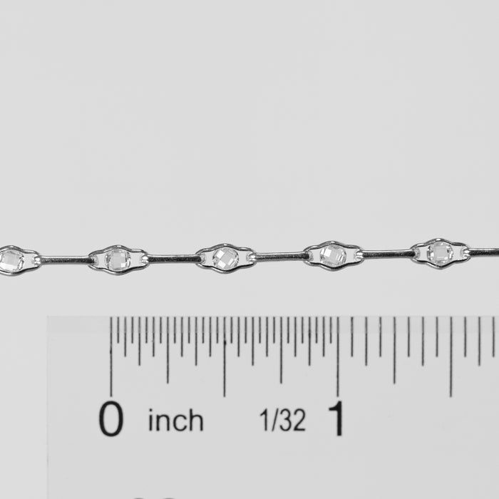 Linda Permanent Jewelry Chain, Round Faceted CZ with Long Links, Available in Sterling Silver