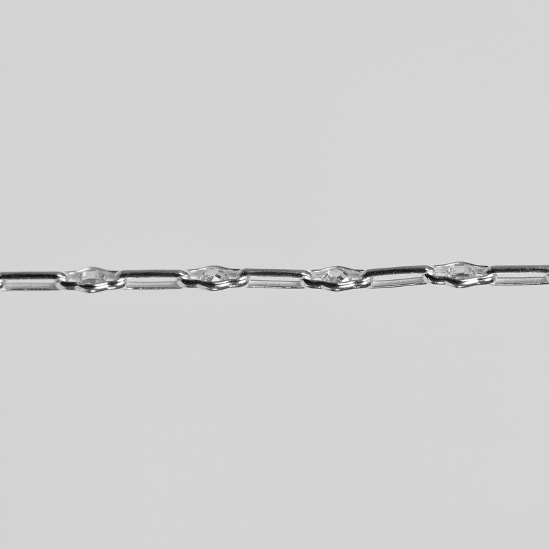Linda Permanent Jewelry Chain, Round Faceted CZ with Long Links, Available in Sterling Silver