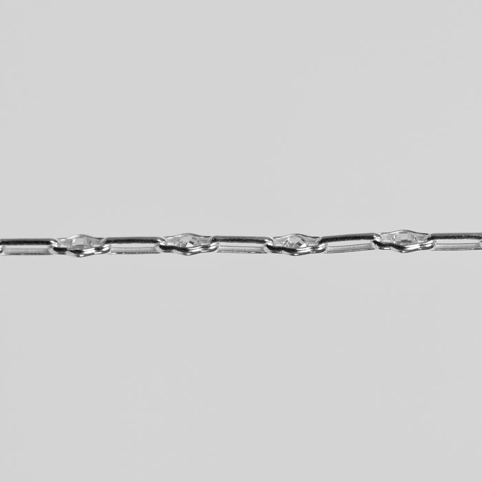 Linda Permanent Jewelry Chain, Round Faceted CZ with Long Links, Available in Sterling Silver