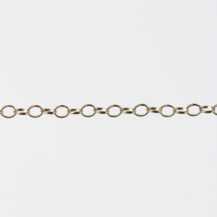 White gold filled belcher chain stretched across a light gray background