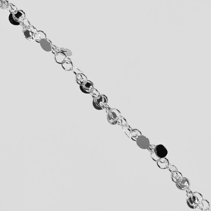 Melody Permanent Jewelry Chain, Round Rolo Links with 4mm Hanging Discs, Available in Sterling Silver
