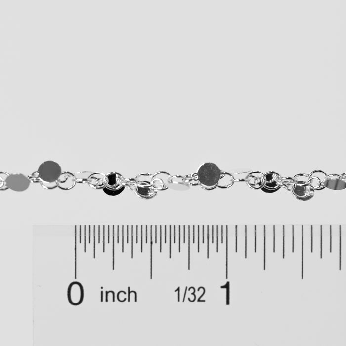 Melody Permanent Jewelry Chain, Round Rolo Links with 4mm Hanging Discs, Available in Sterling Silver