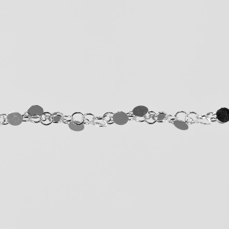 Melody Permanent Jewelry Chain, Round Rolo Links with 4mm Hanging Discs, Available in Sterling Silver
