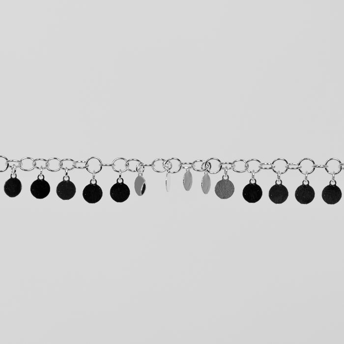 Melody Permanent Jewelry Chain, Round Rolo Links with 4mm Hanging Discs, Available in Sterling Silver