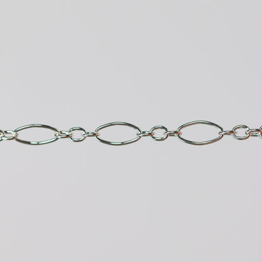Elongated oval pj chain in sterling silver on a gray background