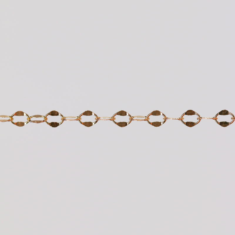 Robyn Permanent Jewelry Chain, Dapped Cable Design, Oval Links, Available in Gold Options