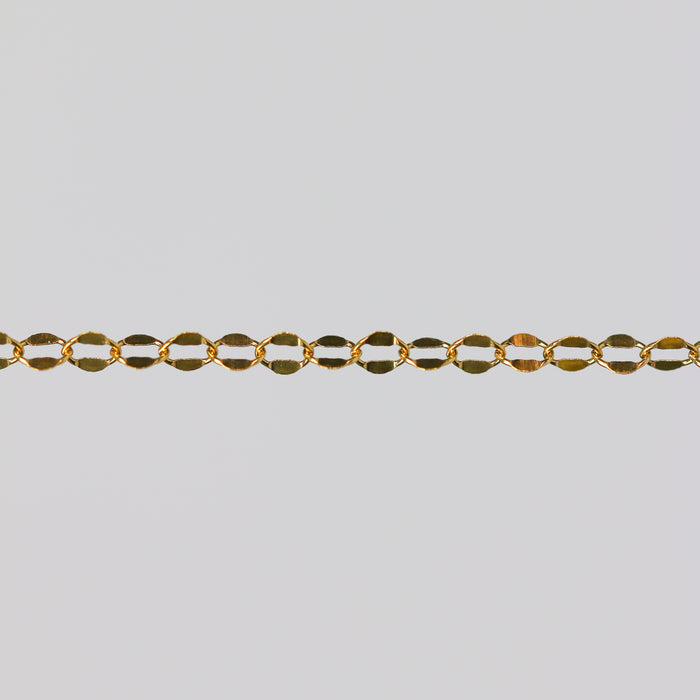 Robyn Permanent Jewelry Chain, Dapped Cable Design, Oval Links, Available in Gold Options