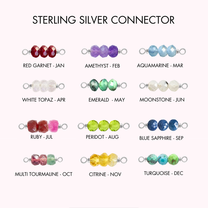 Birthstone Rock Candy Connectors | 14mm | .925 Sterling Silver