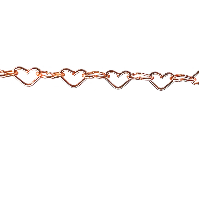 Ella Permanent Jewelry Chain, Flat Heart Design, Flat Heart Links, Available in Gold Options