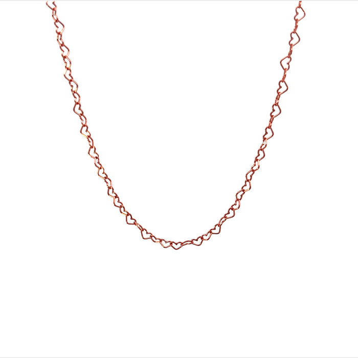 Ella Permanent Jewelry Chain, Flat Heart Design, Flat Heart Links, Available in Gold Options