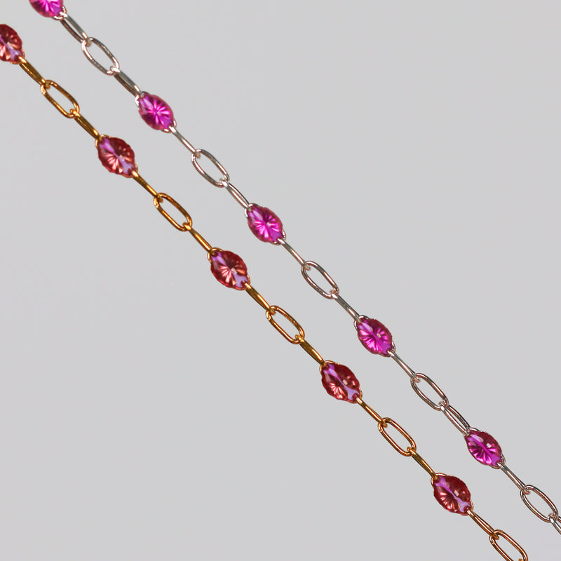 Silvia Permanent Jewelry Chain, Enamel Cable Links, Available in Multiple Colors, Gold Filled and Sterling Silver