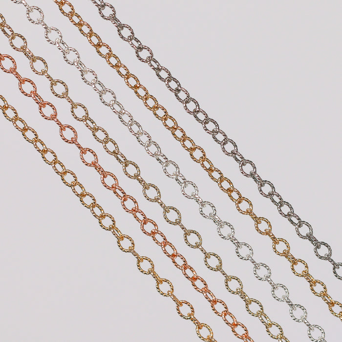 Ruby Permanent Jewelry Chain, Cable Design, Large Open Links, Available in Gold Options and Silver