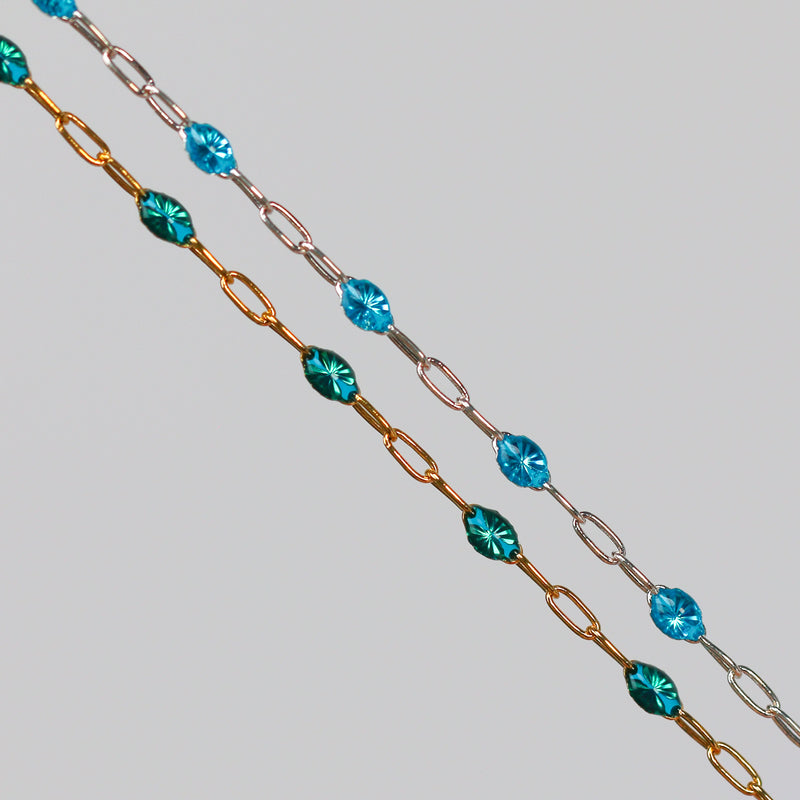 Silvia Permanent Jewelry Chain, Enamel Cable Links, Available in Multiple Colors, Gold Filled and Sterling Silver