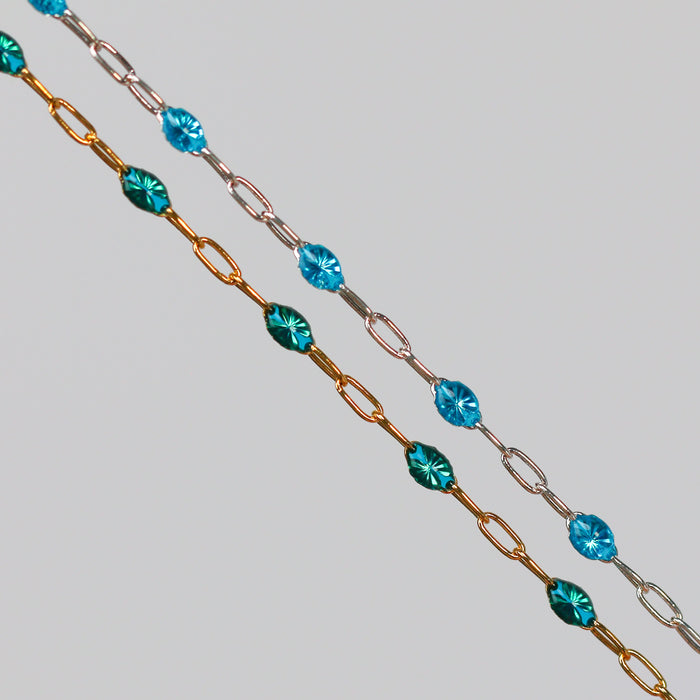 Silvia Permanent Jewelry Chain, Enamel Cable Links, Available in Multiple Colors, Gold Filled and Sterling Silver