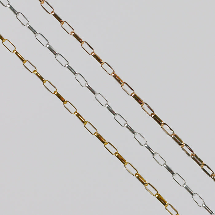 Sarah Permanent Jewelry Chain, Rolo Design, Long Links, Available in Gold Options and Silver