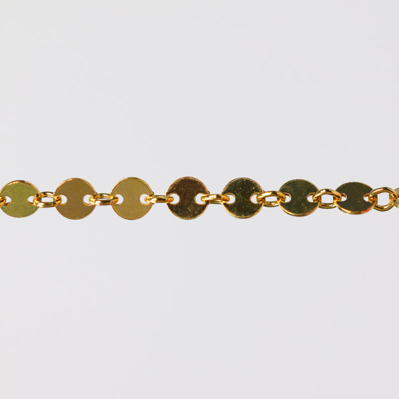 Shaylee Permanent Jewelry Chain, Disk Design, Small Round Links, Available in Gold Filled and Silver
