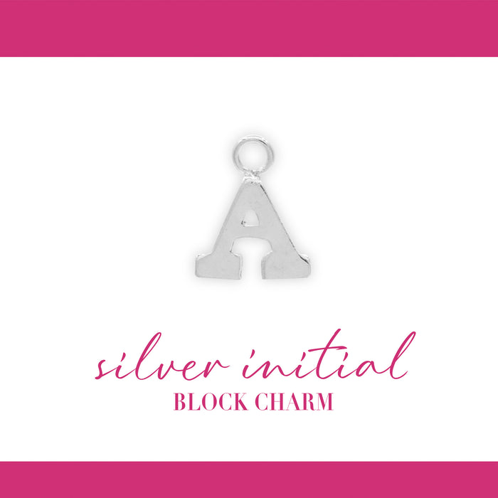 Initial Block Charm | 8mm | .925 Sterling Silver