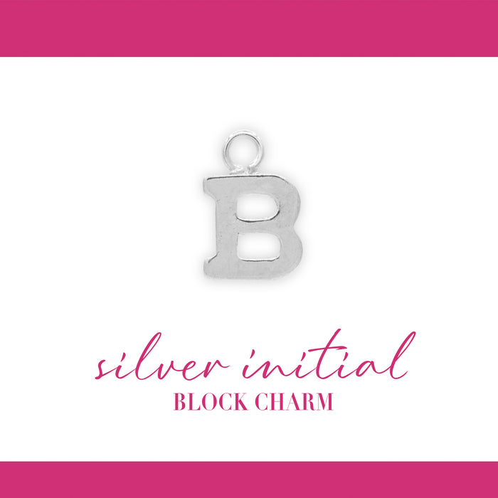 Initial Block Charm | 8mm | .925 Sterling Silver