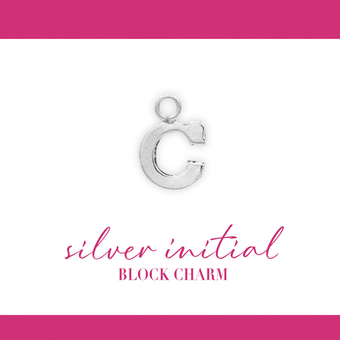 Initial Block Charm | 8mm | .925 Sterling Silver