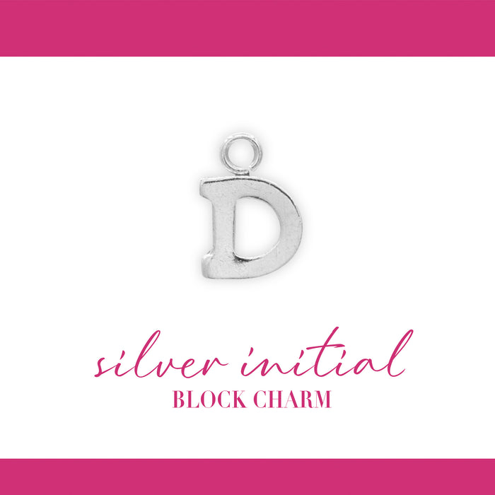 Initial Block Charm | 8mm | .925 Sterling Silver