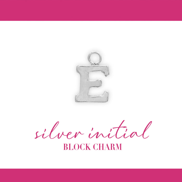 Initial Block Charm | 8mm | .925 Sterling Silver