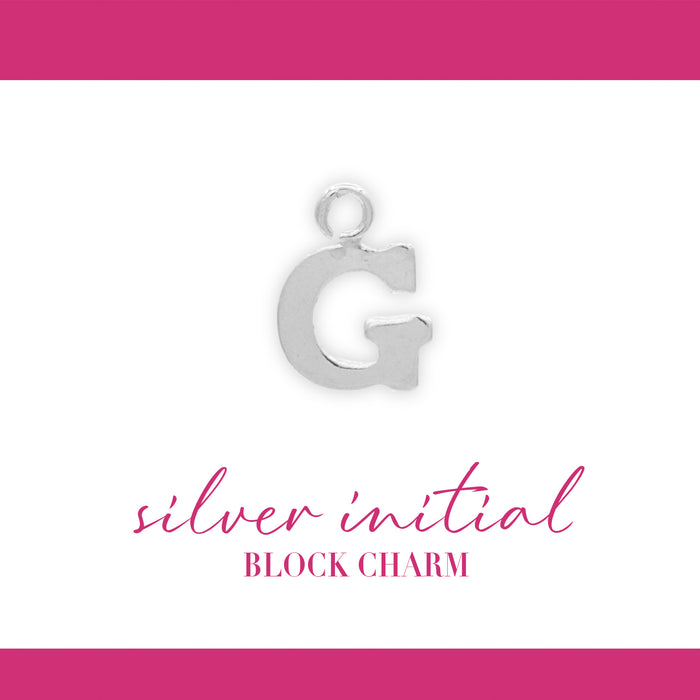 Initial Block Charm | 8mm | .925 Sterling Silver