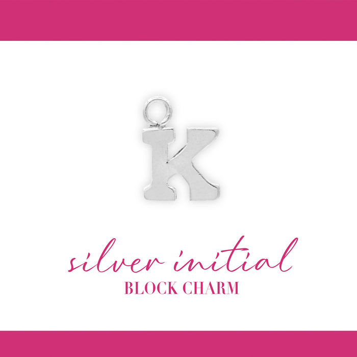 Initial Block Charm | 8mm | .925 Sterling Silver