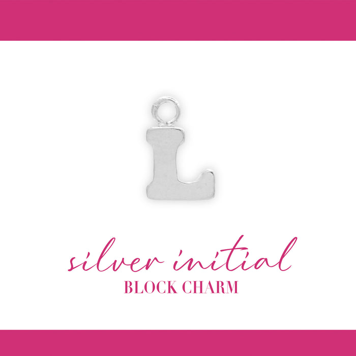 Initial Block Charm | 8mm | .925 Sterling Silver