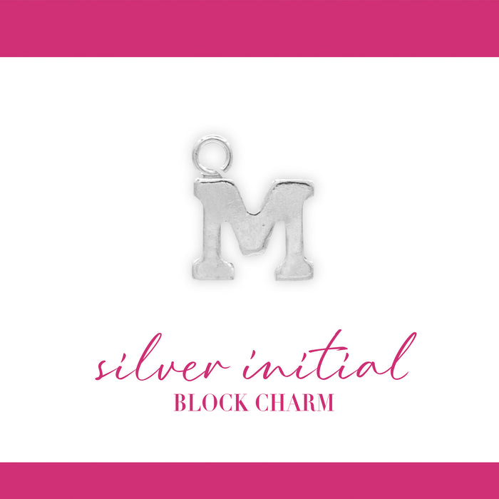 Initial Block Charm | 8mm | .925 Sterling Silver