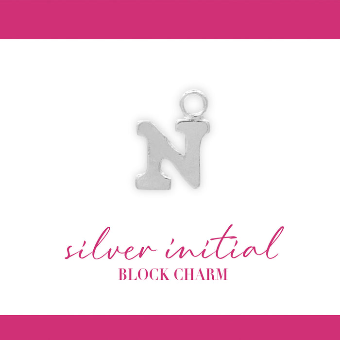 Initial Block Charm | 8mm | .925 Sterling Silver