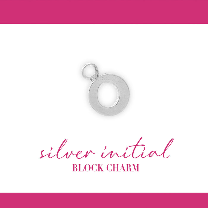 Initial Block Charm | 8mm | .925 Sterling Silver