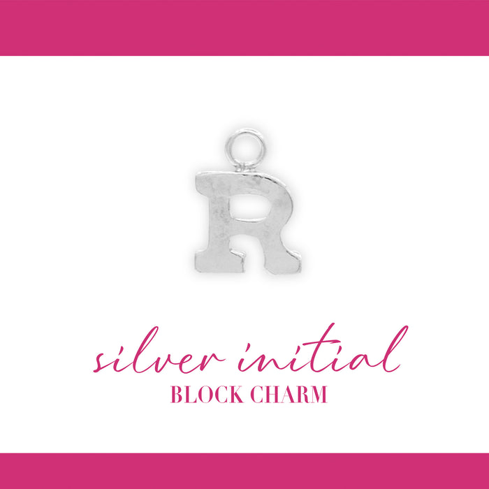 Initial Block Charm | 8mm | .925 Sterling Silver